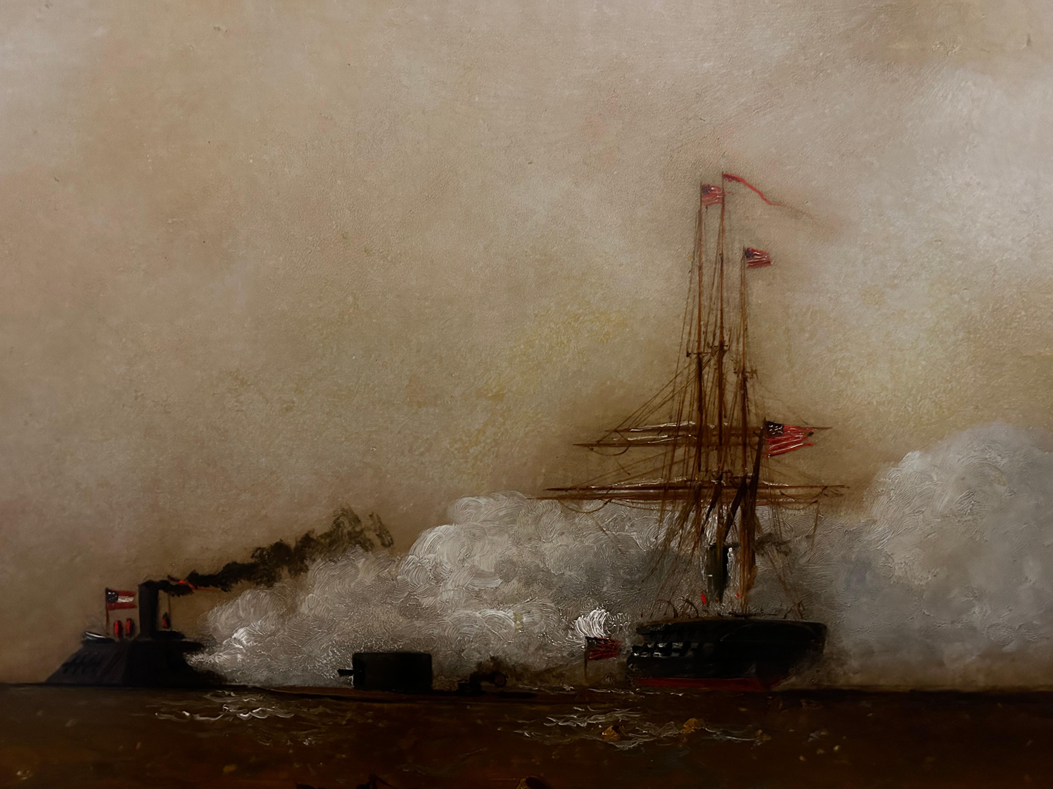 « L'attaque du Merrimac » Alexander Charles Stuart, bataille navale de la guerre civile en vente 3