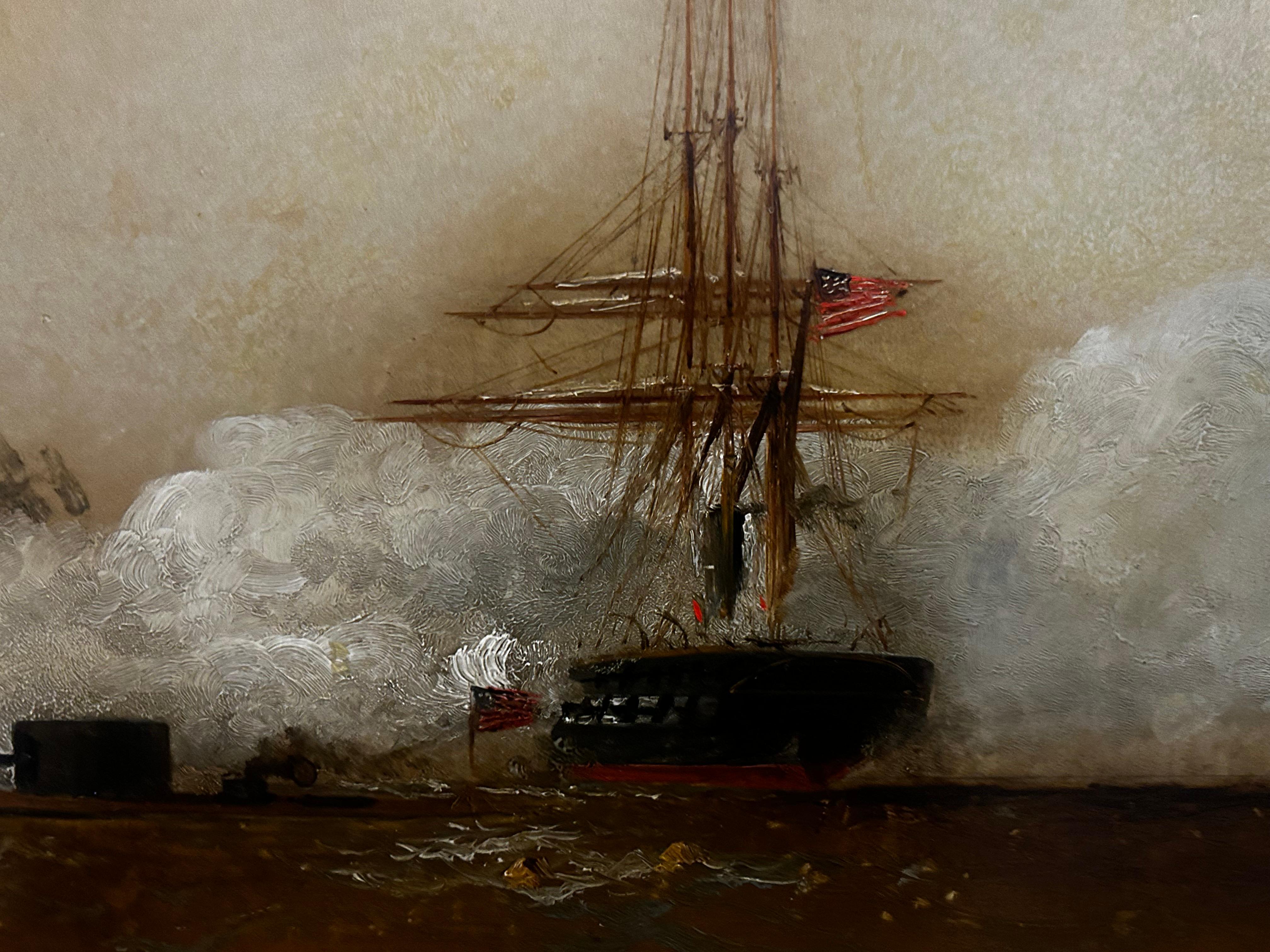 « L'attaque du Merrimac » Alexander Charles Stuart, bataille navale de la guerre civile en vente 4