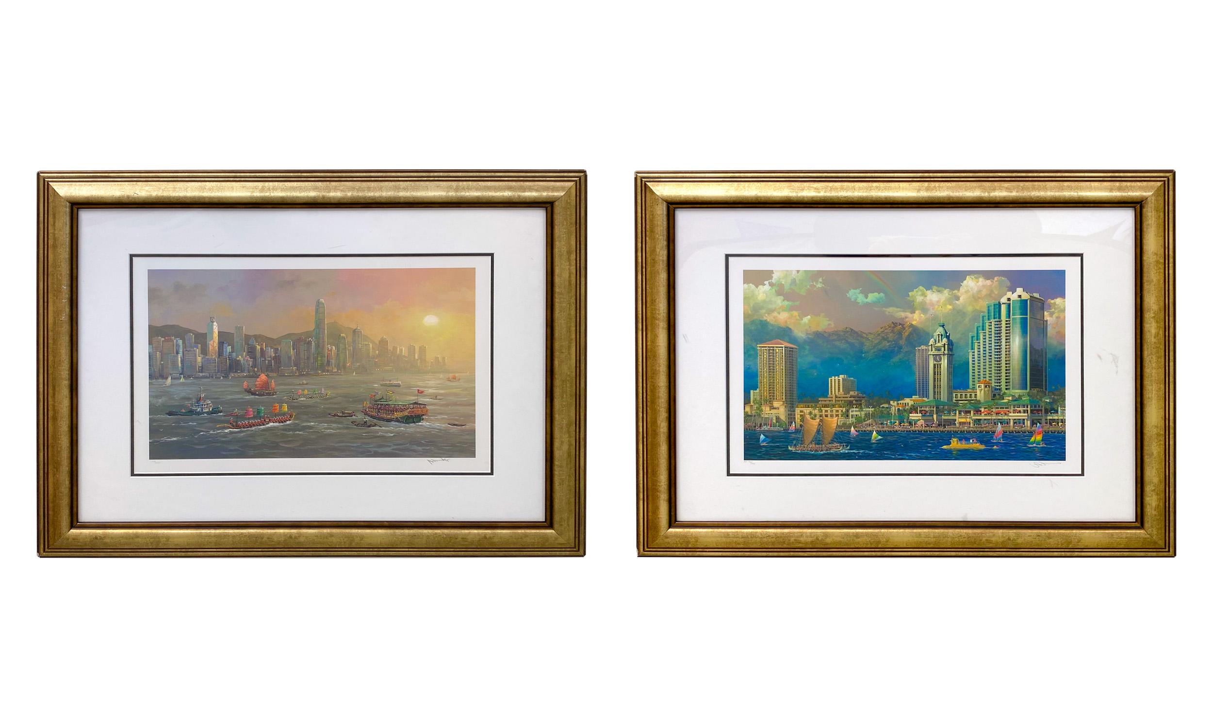 A pair of Alexander Chen Stereolithography signed and numbered framed prints. One print is titled "Aloha Tower" and the other "Hong King Evening".

Each print is finely framed in custom matted frame. 

Dimensions: 23.5" H x 24" W