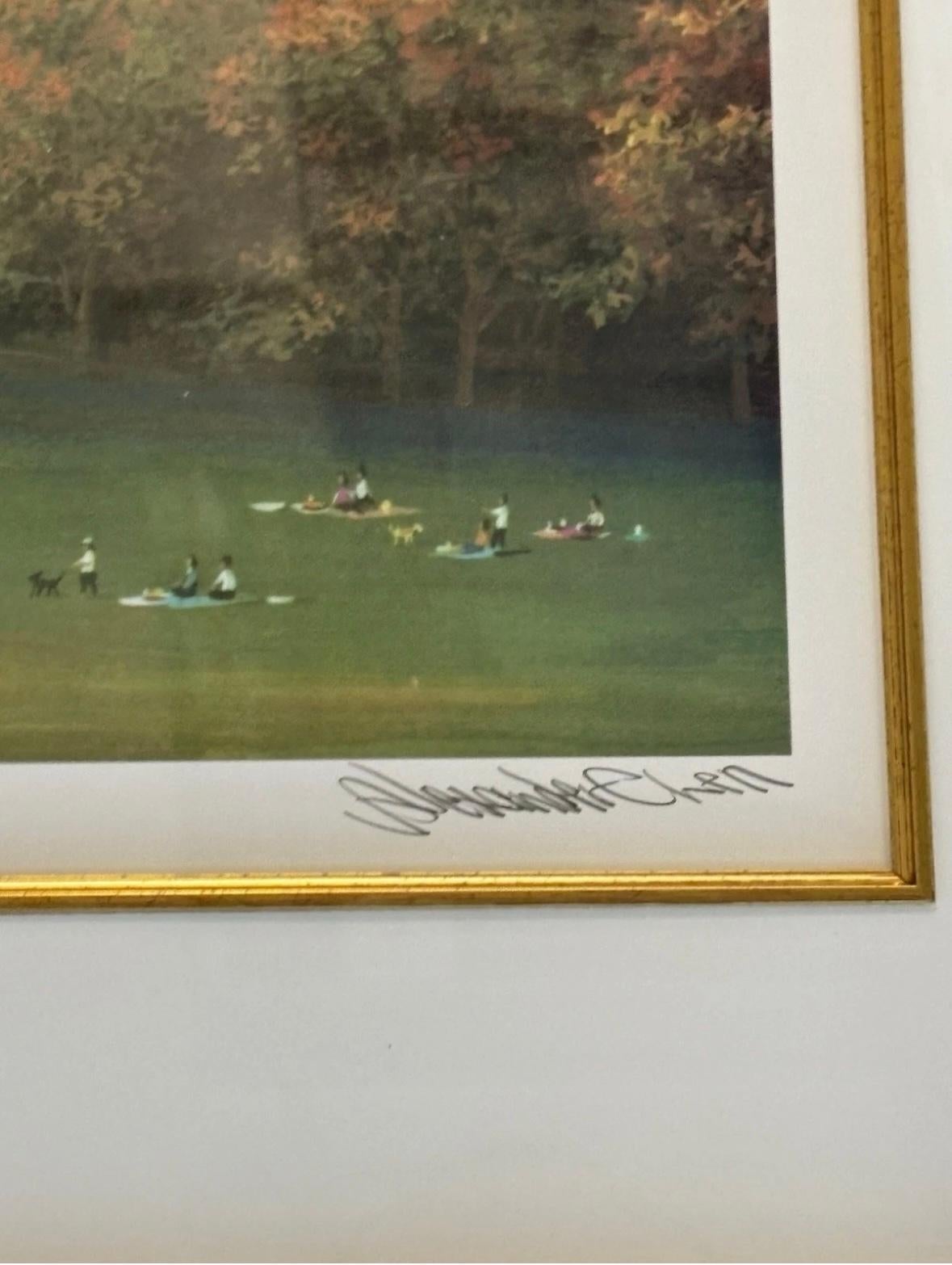 Alexander Chen signed and numbered Seriolithograph “central park fall afternoon”. in good condition measures 30x24
