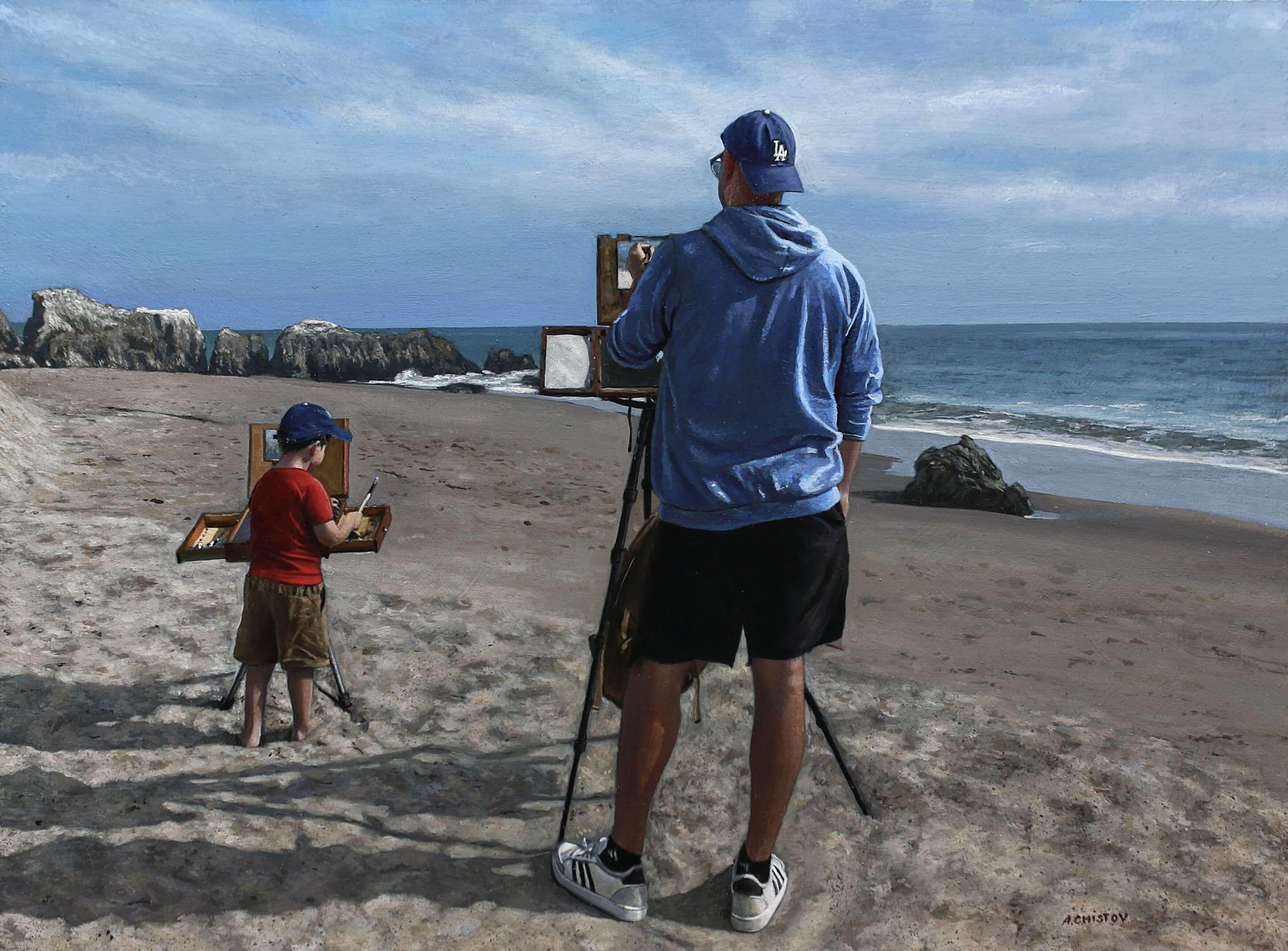 Alexander Chistov Landscape Painting - "Side by Side" (2025) Acrylic Portrait Painting on ACM Panel