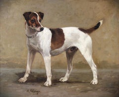 Oil On Canvas, Terrier Hunting Dog by Alexander Clarys Belgian School