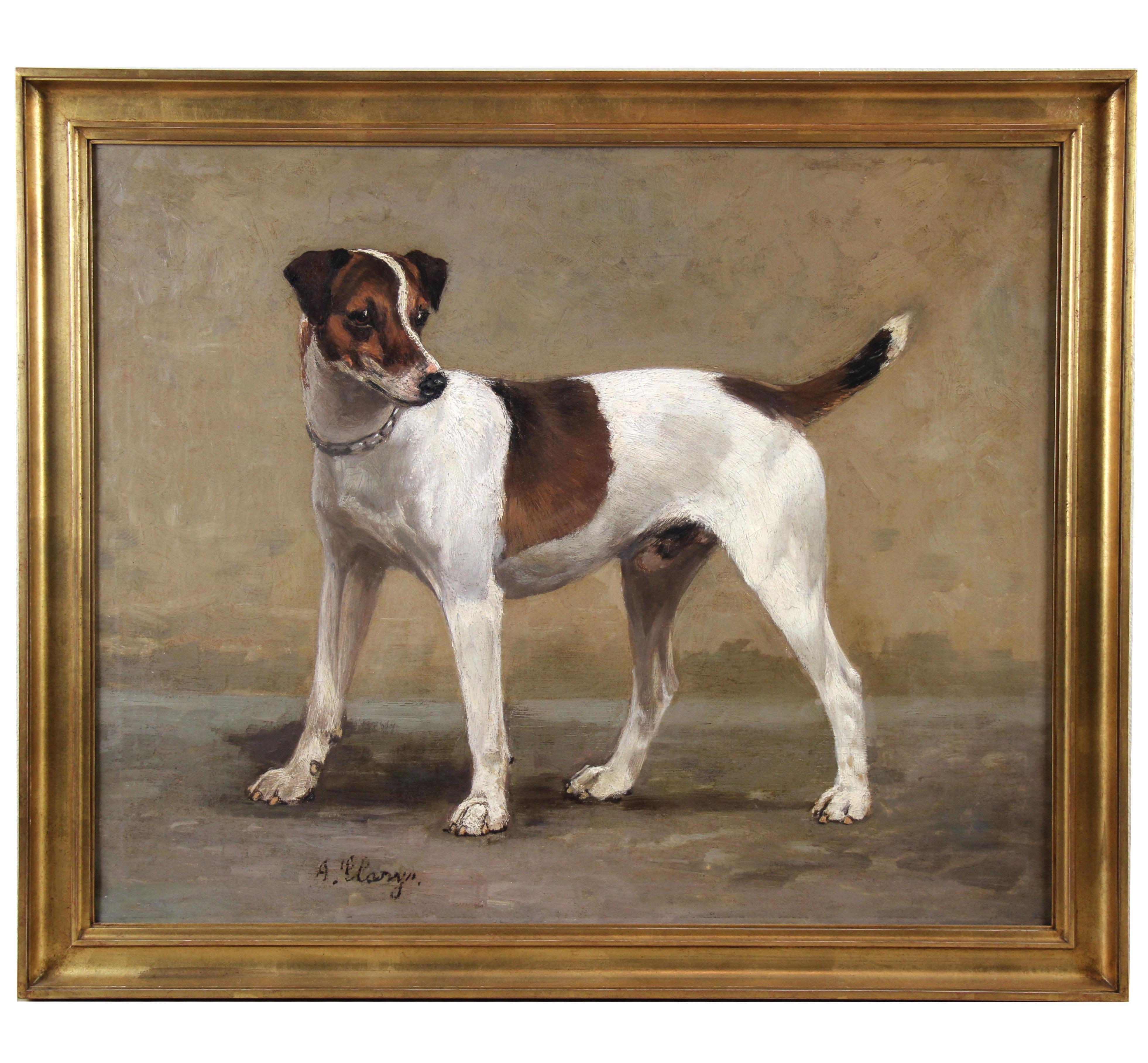 Oil On Canvas, Hunting Dog by Alexander Clarys Belgian School

Terrier Hunting Dog , Exceptional paintings seen the large format, sold with the frame. Alexandre Clarys, born in Brussels on July 23, 1857 and died in Ixelles on February 11, 1920 (at