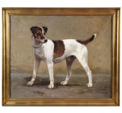 Oil On Canvas, Terrier Hunting Dog by Alexander Clarys Belgian School