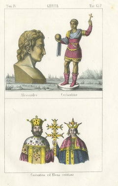 Alexander, Constantine, and Constantine with Helena, Hand Colored, 1842