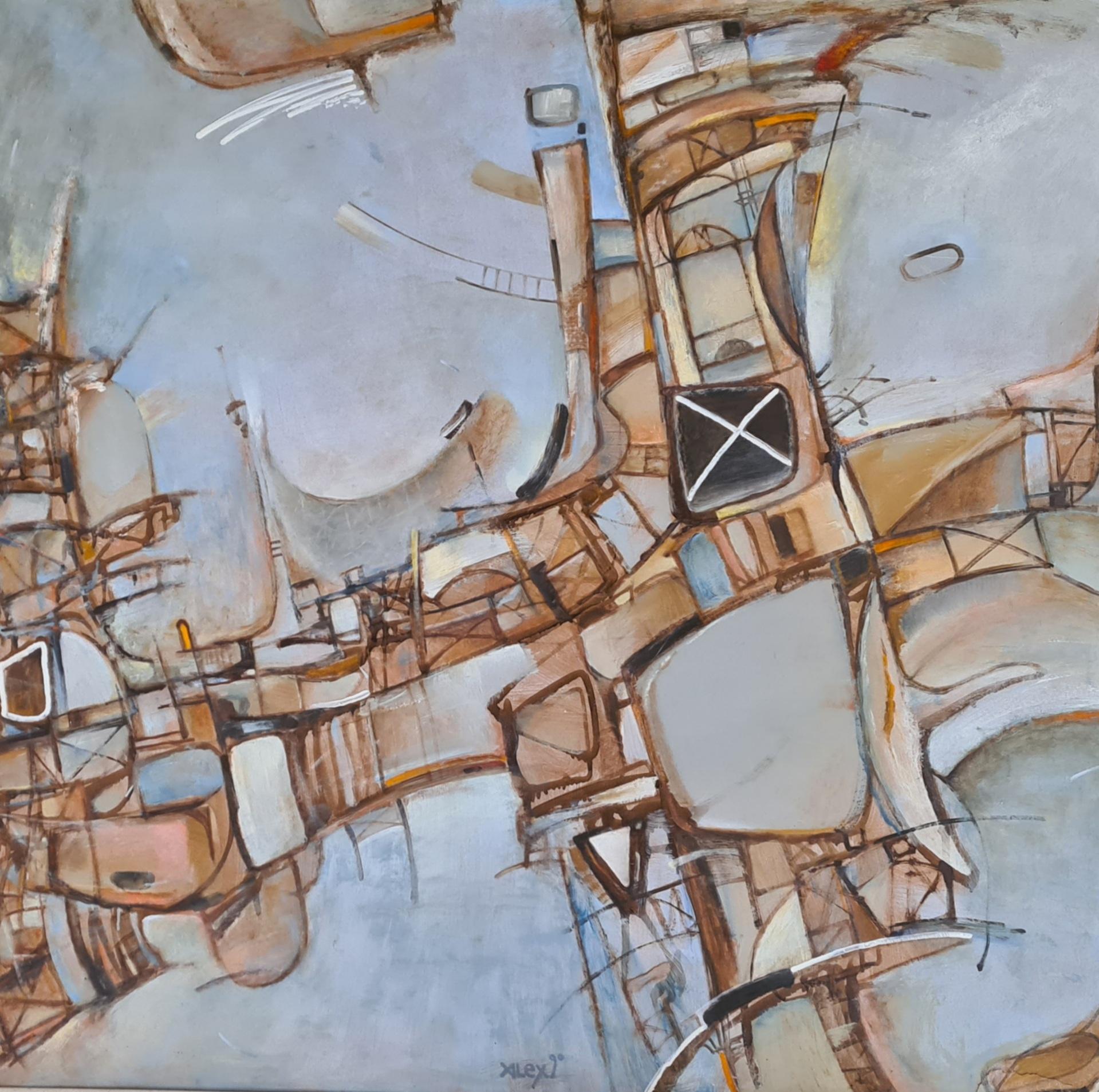 Kazan, Large scale Aerial Abstract Expressionist View of the Port and City.