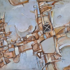 Vintage Kazan, Large scale Aerial Abstract Expressionist View of the Port and City.