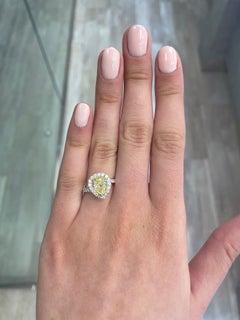 Alexander Beverly Hills EGL 1.23ct Fancy Yellow Pear Diamond with Halo Ring 18k