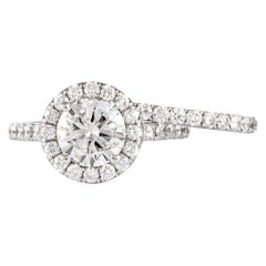 Alexander EGL 1.50 Carat Round Diamond with Halo Ring 
Eternity Band 18k Gold