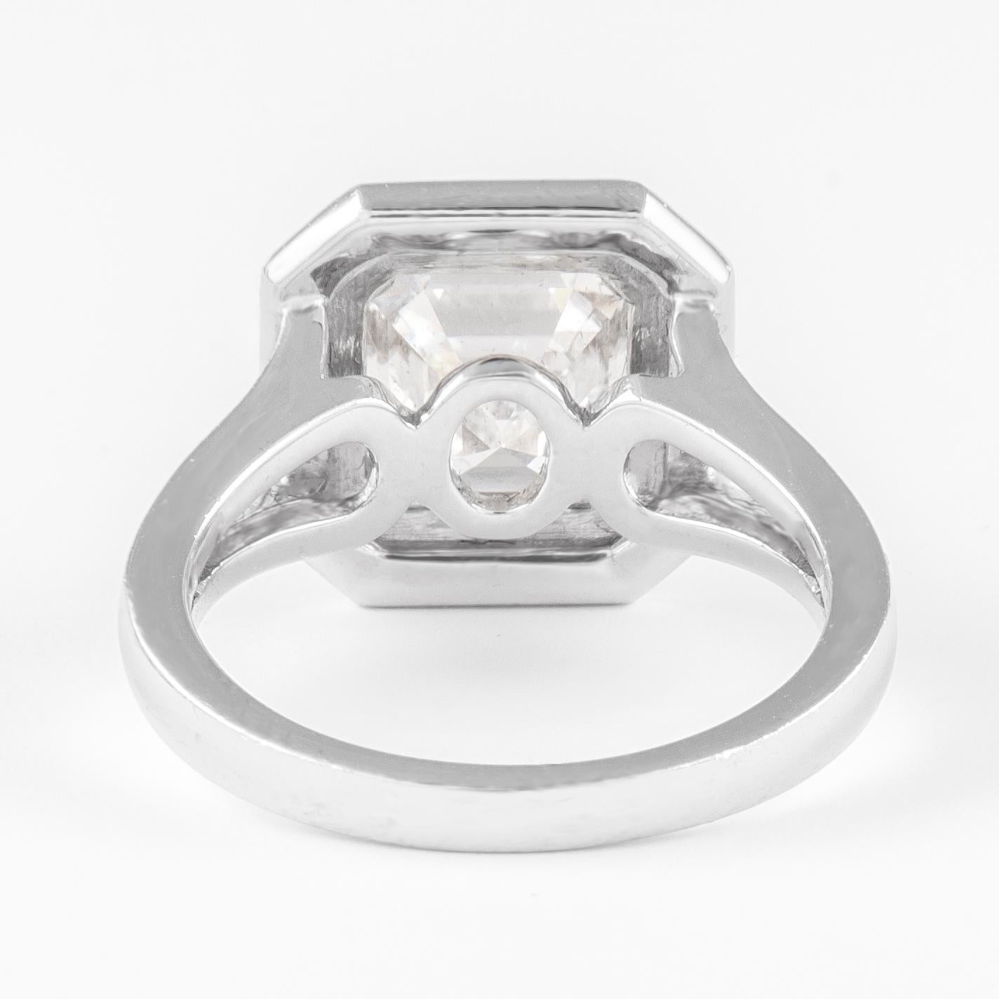 Women's or Men's Alexander GIA 3.02 Carat F VS1 Asscher Cut Diamond Double Halo Ring 18k For Sale