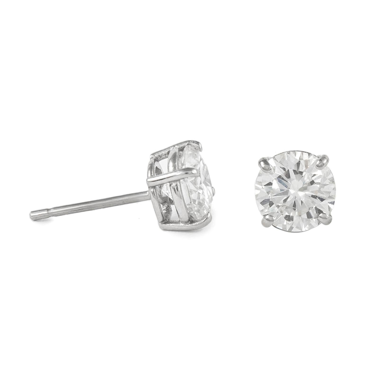 Modern Alexander EGL Certified 2.21 Carat Diamond Stud Earrings White Gold For Sale