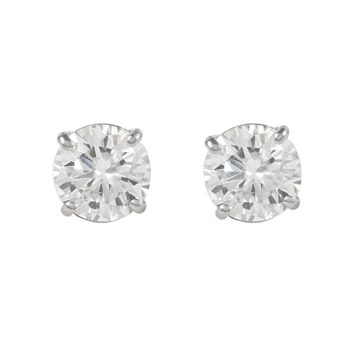 Round Cut Alexander Beverly Hills EGL 2.21ct Diamond Stud Earrings White Gold For Sale