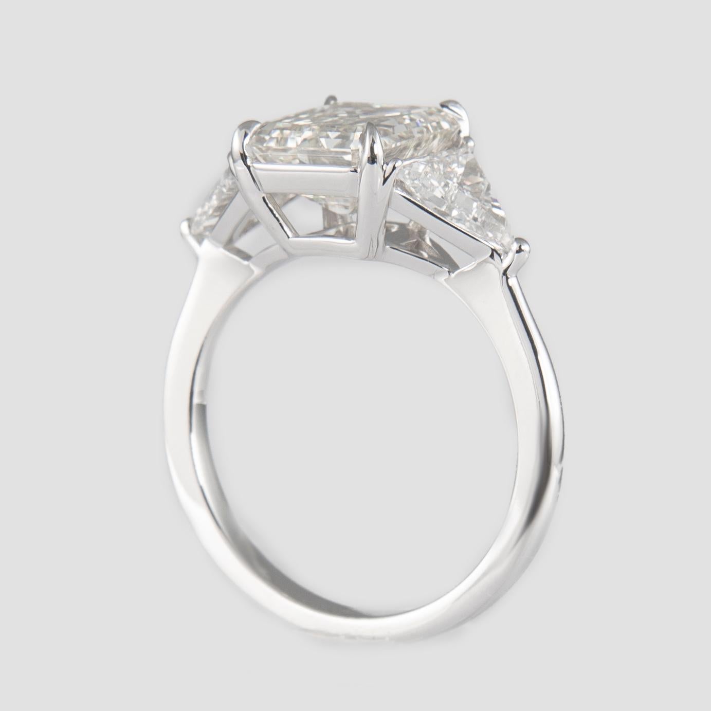 Women's Alexander EGL Certified 2.85 Carat Emerald Cut Diamond Three-Stone Ring 18k