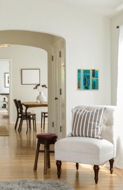 Fields No. 21 - Turquoise Blue Gold Organic Abstract Geometric Original Artwork