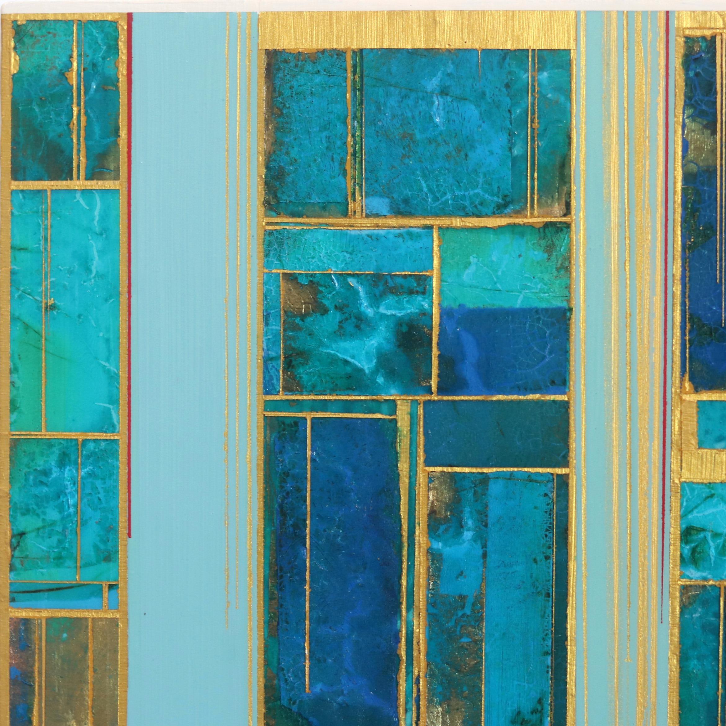Alexander Eulert's original mixed media paintings on wood panels are abstract propositions of worlds where divergent forces coalesce into harmonious geometric interactions. He draws his inspiration from a life long fascination with man as an