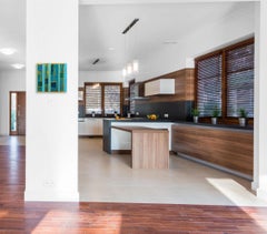 Fields No. 23 - Turquoise Blue Gold Organic Abstract Geometric Original Artwork