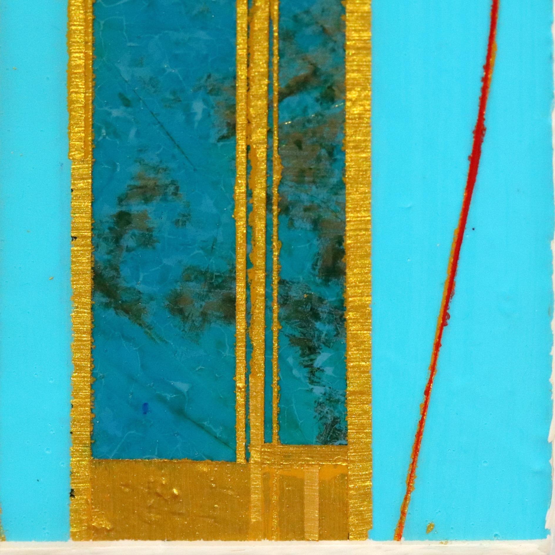 Fields No. 23 - Turquoise Blue Gold Organic Abstract Geometric Original Artwork 5