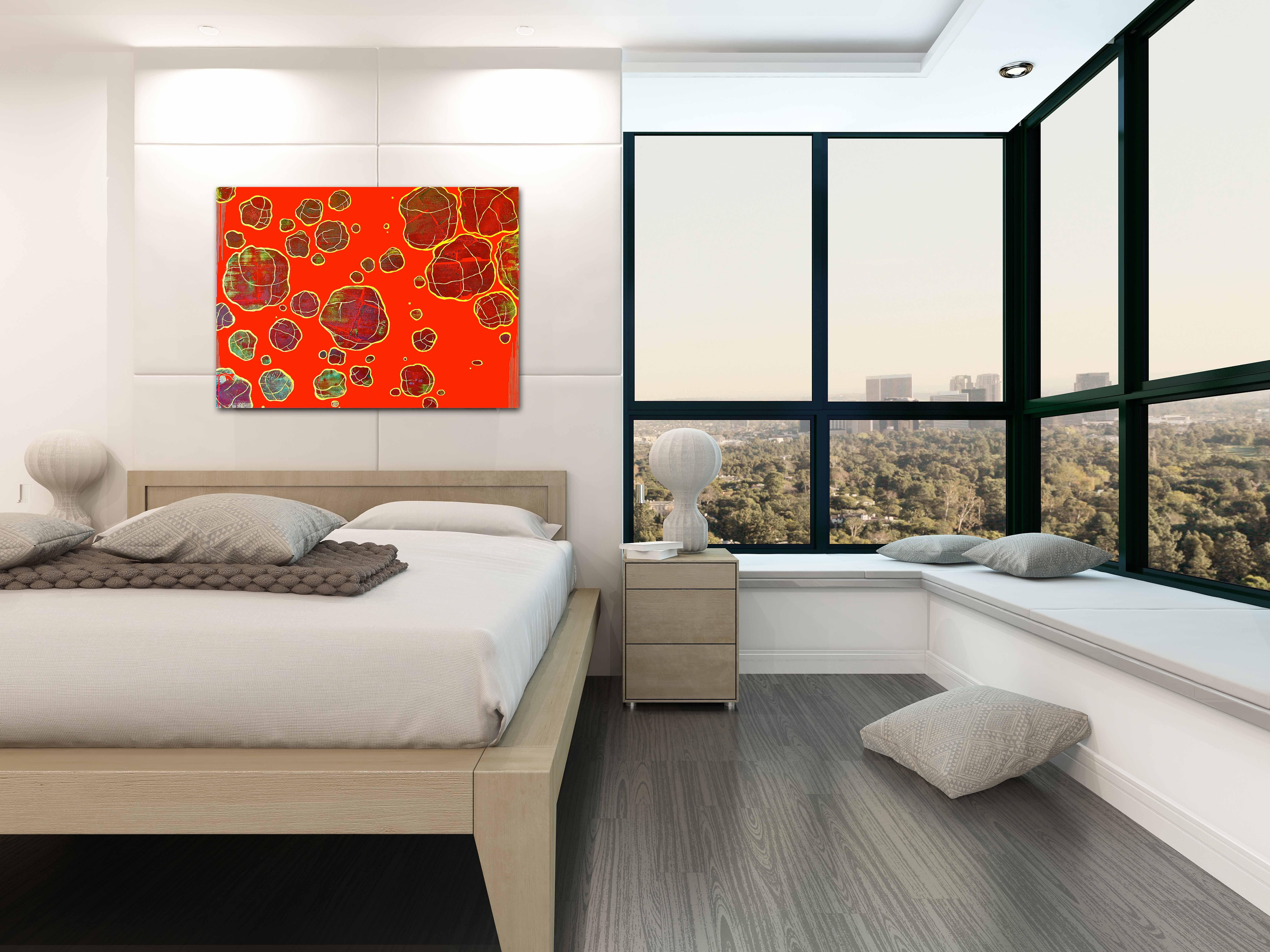 Partenza 2 - Pittura organica rossa colorata di paesaggio astratto - Abstract Painting Oro di Alexander Eulert