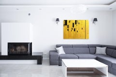 Glimpses No. 1 - Original Black Paint and Gold Leaf Geometric Abstract Painting