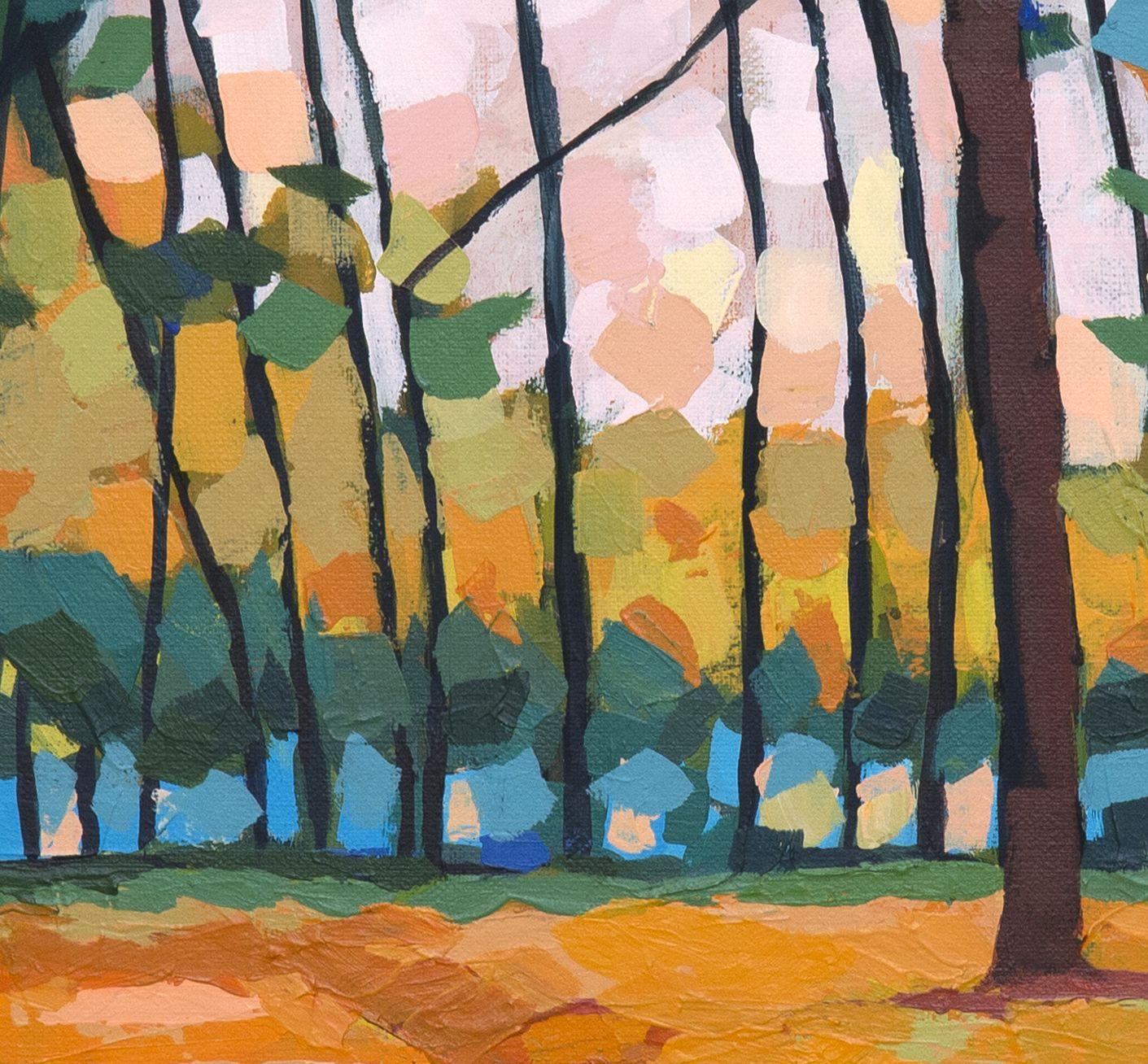 Parc forestier, peinture, acrylique sur toile - Impressionnisme Painting par Alexander Fuza