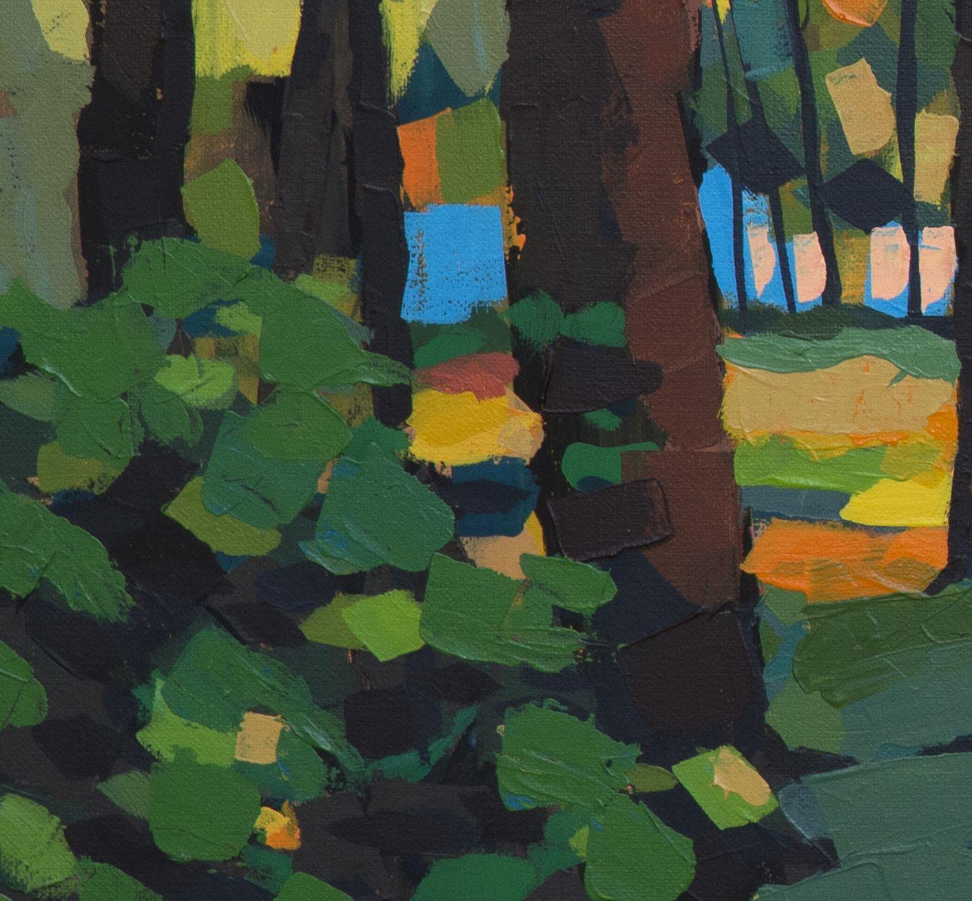 Forest park, Painting, Acrylic on Canvas For Sale 1