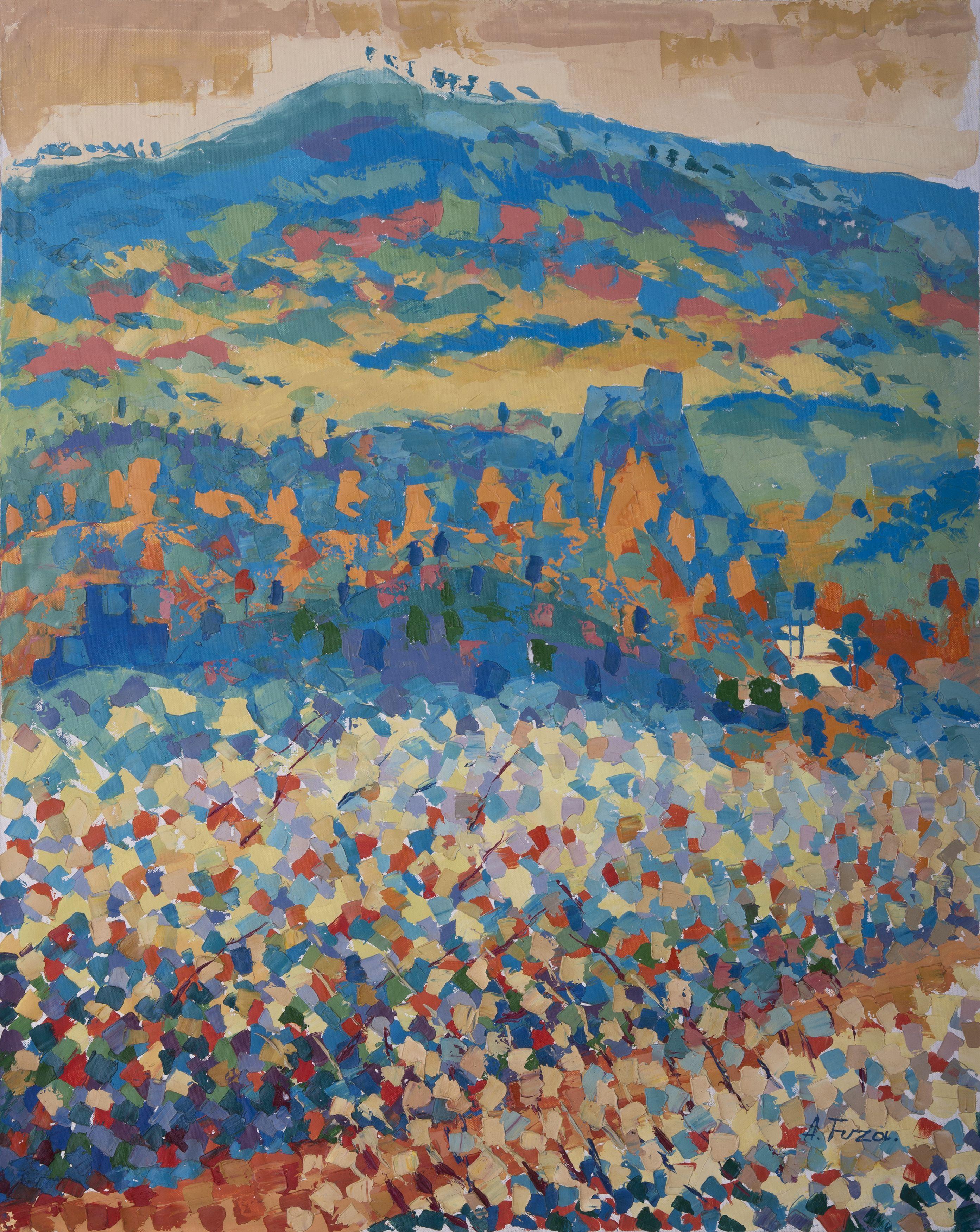 Middle-Eastern landscape, fantasy, blossoming groves on the slopes of Jerusalem :: Painting :: Impressionist :: This piece comes with an official certificate of authenticity signed by the artist :: Ready to Hang: Yes :: Signed: Yes :: Signature