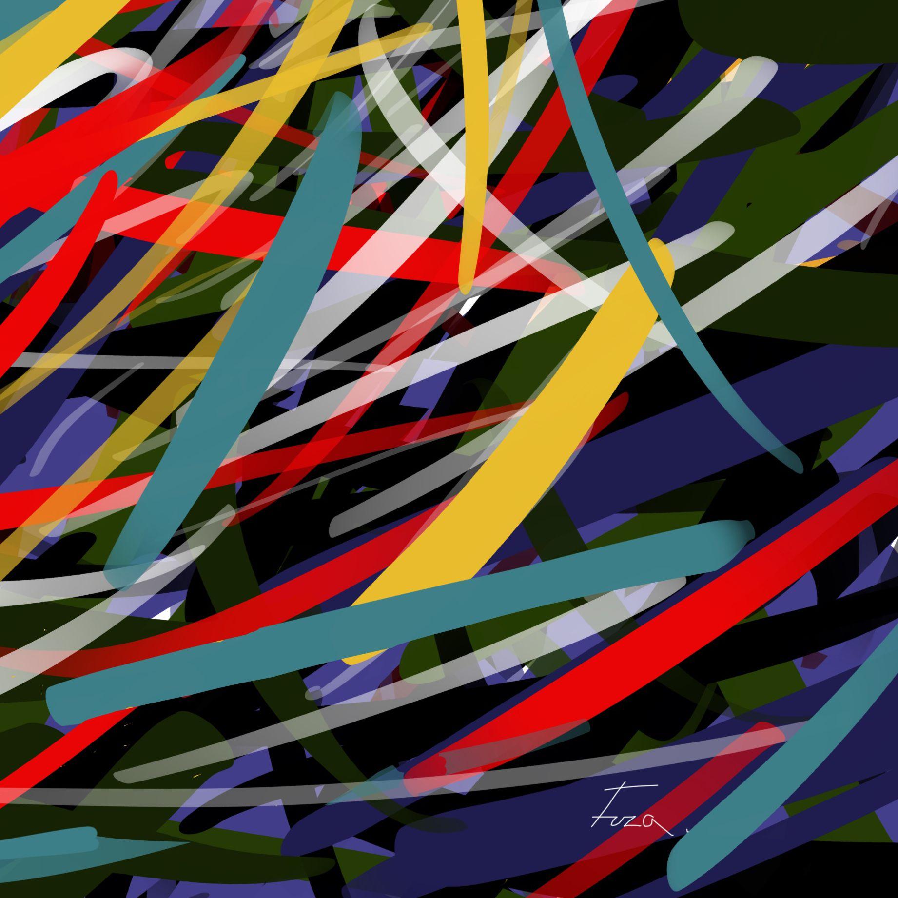 Abstrakte Abstraktion, Linie, Digital auf Andere (Rot), Abstract Print, von Alexander Fuza