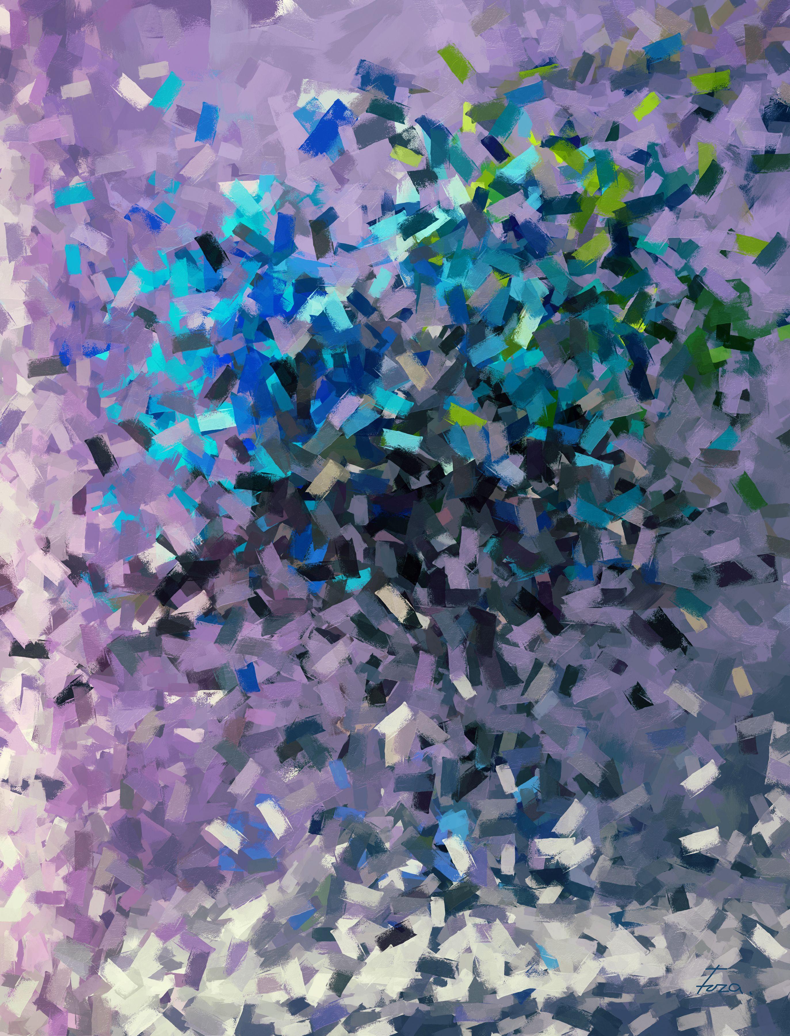 Fleurs, numérique sur toile - Print de Alexander Fuza