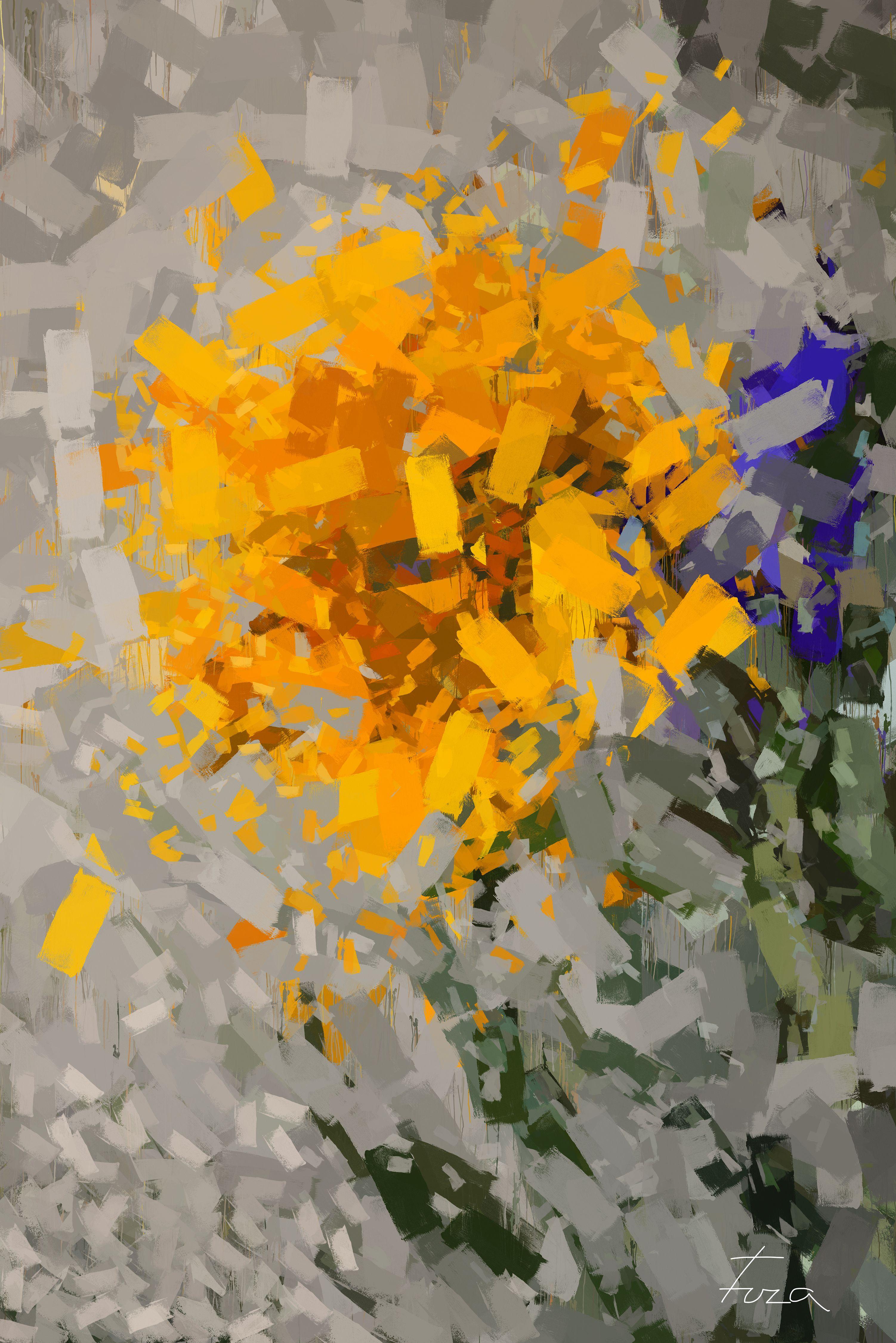 Sunflower, Digital on Canvas - Print by Alexander Fuza