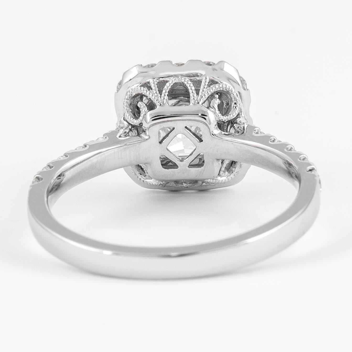 Men's Alexander G VS1 1.30 Carat Princess Cut Diamond Ring 18k White Gold For Sale
