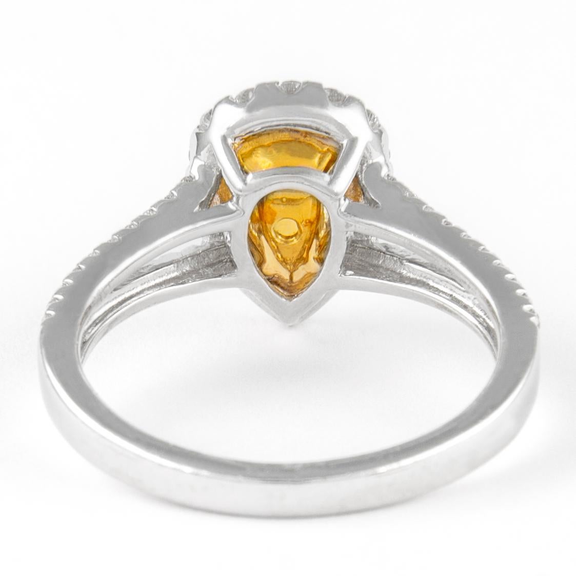 Women's Alexander Beverly Hills GIA 1.02ct Fancy Deep Orangey Yellow Diamond Ring 18k For Sale