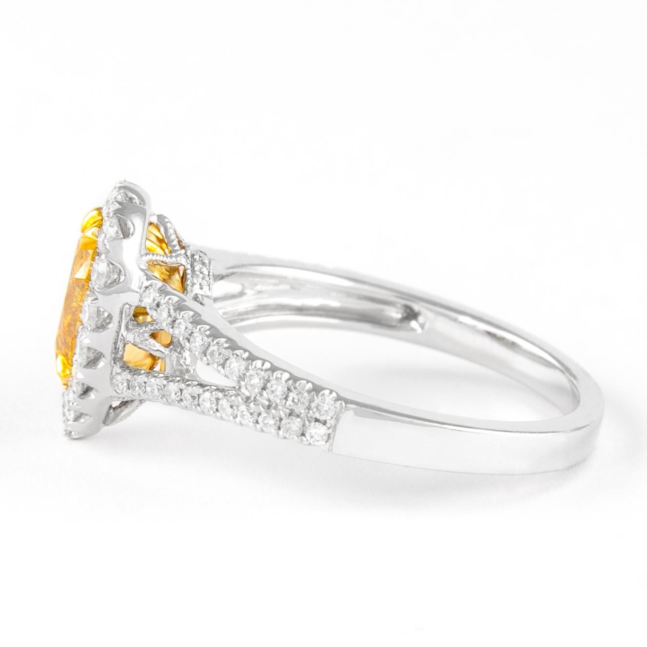 Pear Cut Alexander GIA 1.05ct Fancy Deep Orange-Yellow Pear Diamond with Halo Ring 18k For Sale