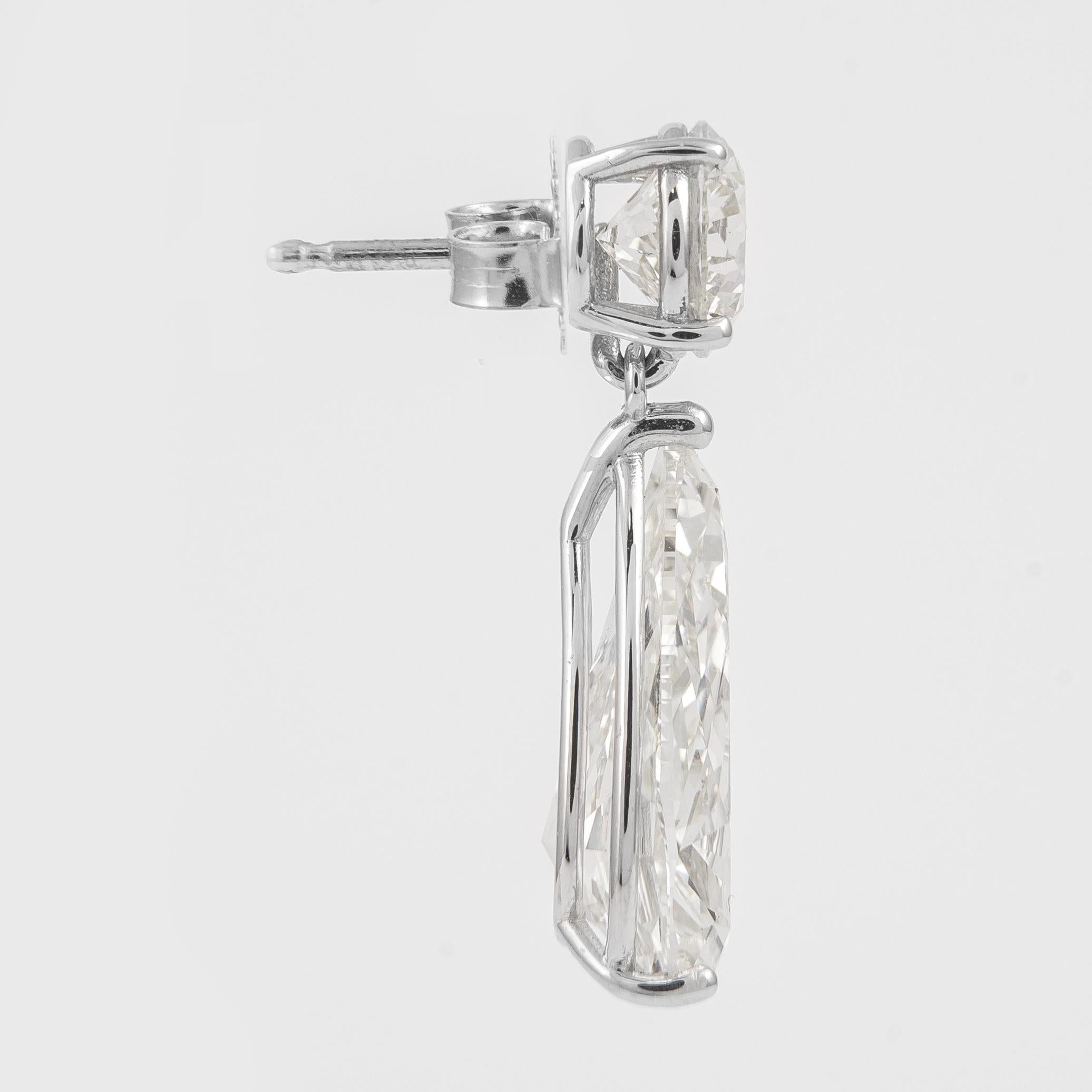 Pear Cut Alexander GIA 12.49 Carat Round & Pear Diamond Detatchable Stud Earrings 18k For Sale