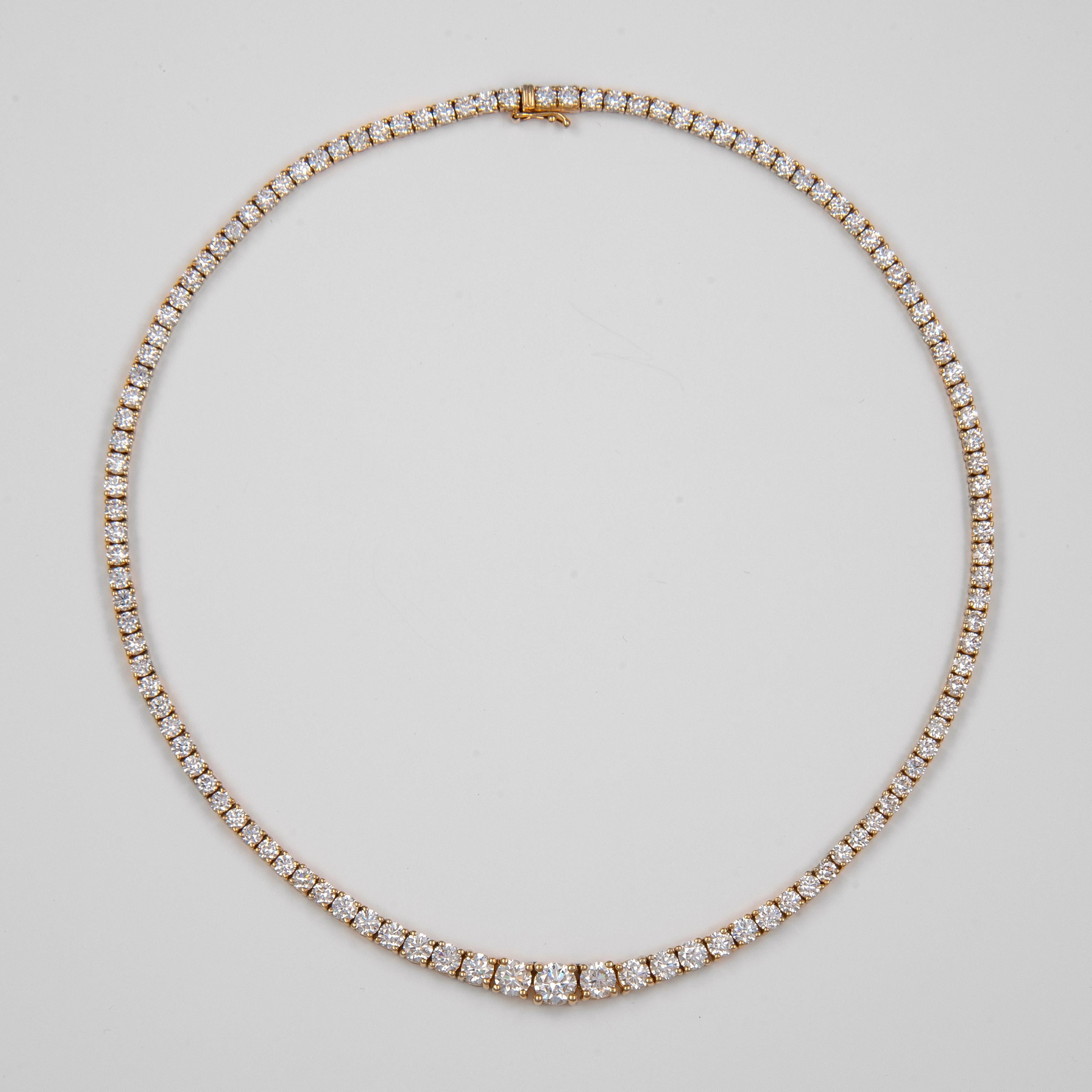 Alexander Beverly Hills GIA 12.70ct Diamond Tennis Riviera Necklace Yellow Gold In New Condition For Sale In BEVERLY HILLS, CA
