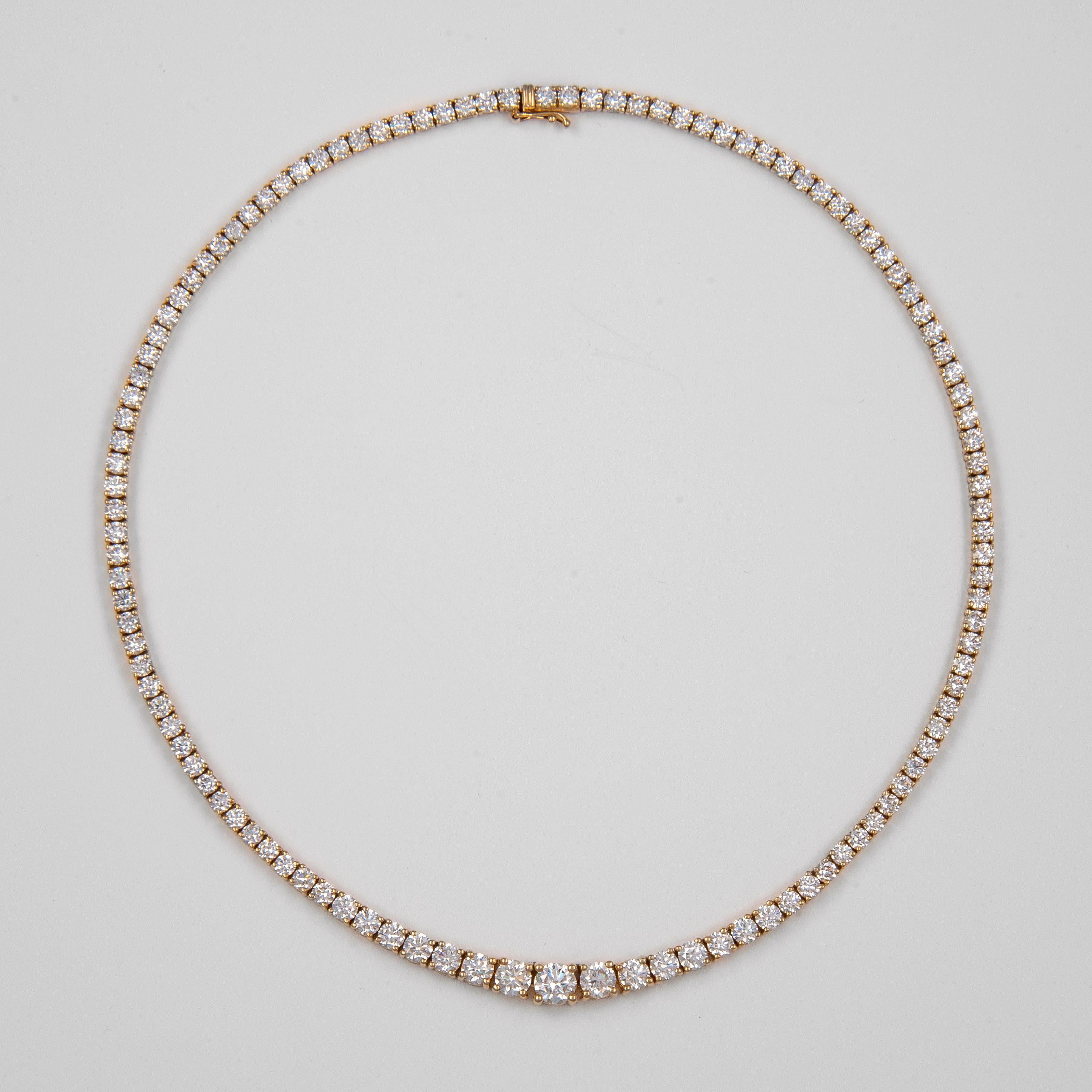 Alexander Beverly Hills GIA 12.70ct Diamond Tennis Riviera Necklace Yellow Gold In New Condition In BEVERLY HILLS, CA