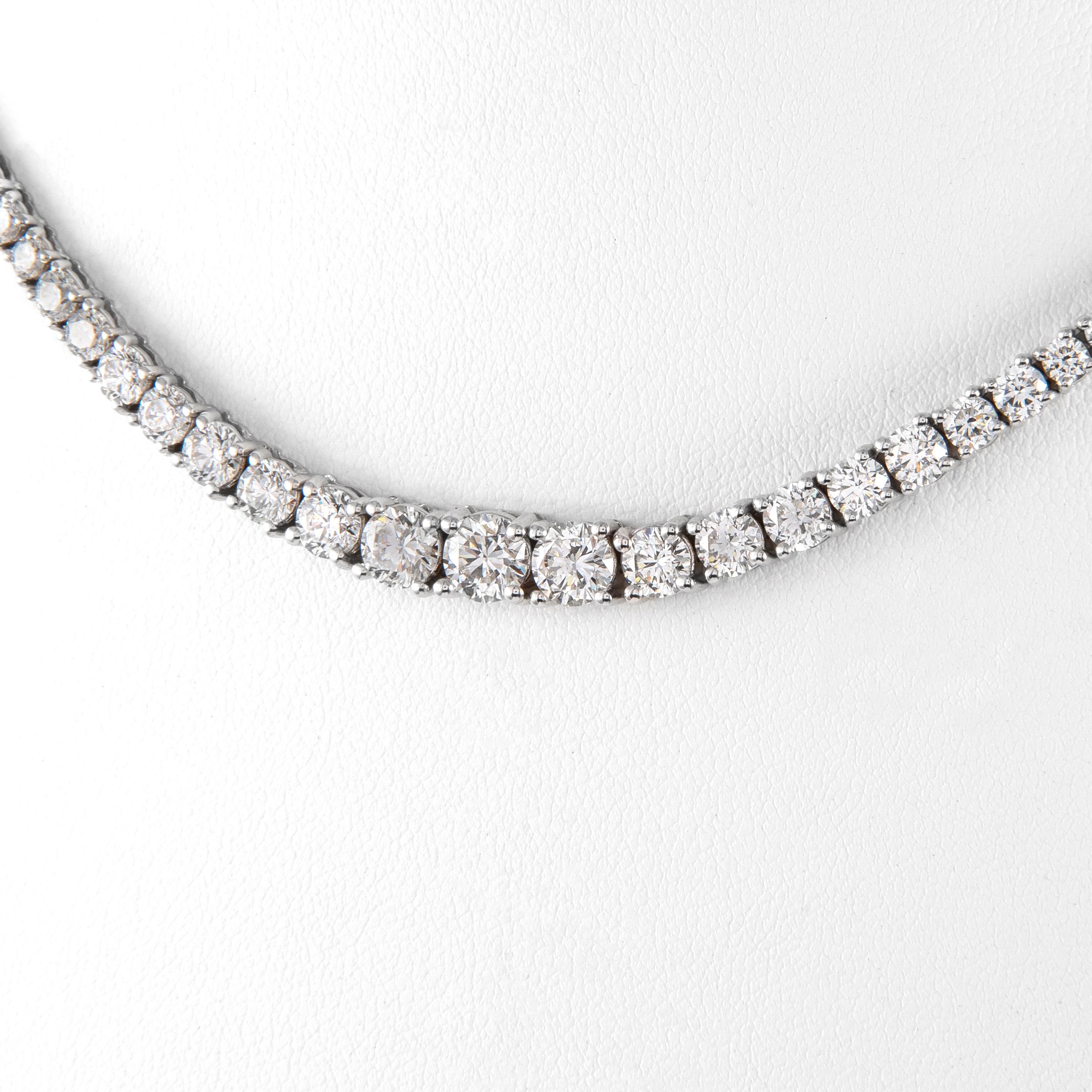 Alexander Beverly Hills Riviera-Halskette aus Weißgold mit GIA 14,83 Karat Diamanten, Tennis (Rundschliff) im Angebot