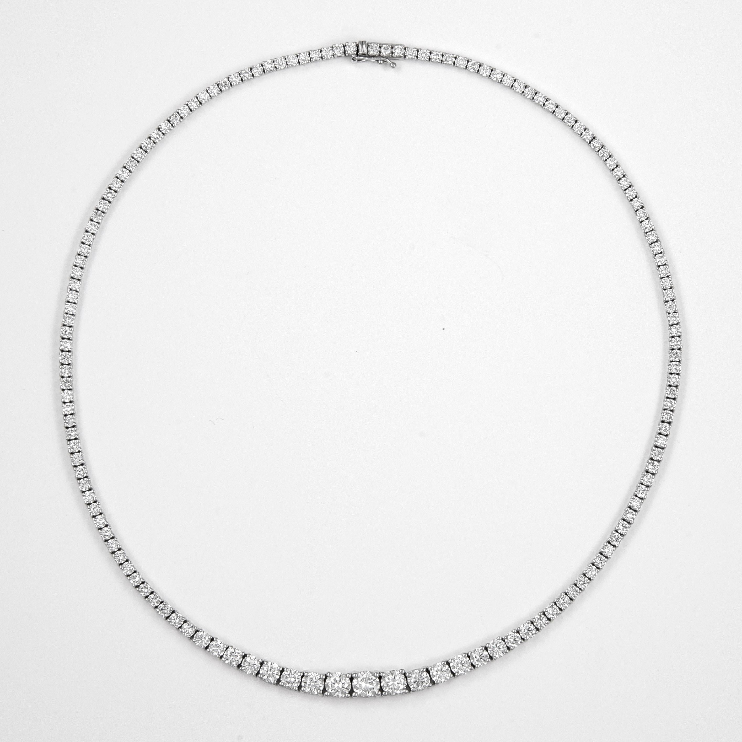 Alexander Beverly Hills Riviera-Halskette aus Weißgold mit GIA 14,83 Karat Diamanten, Tennis im Zustand „Neu“ im Angebot in BEVERLY HILLS, CA