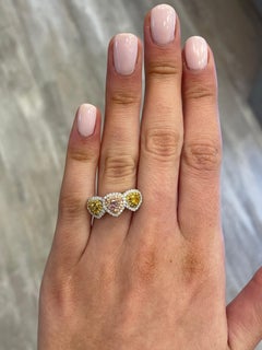 Alexander GIA 1.60ctt Fancy Purplish Pink & Yellow Diamond Three Stone Ring 18k