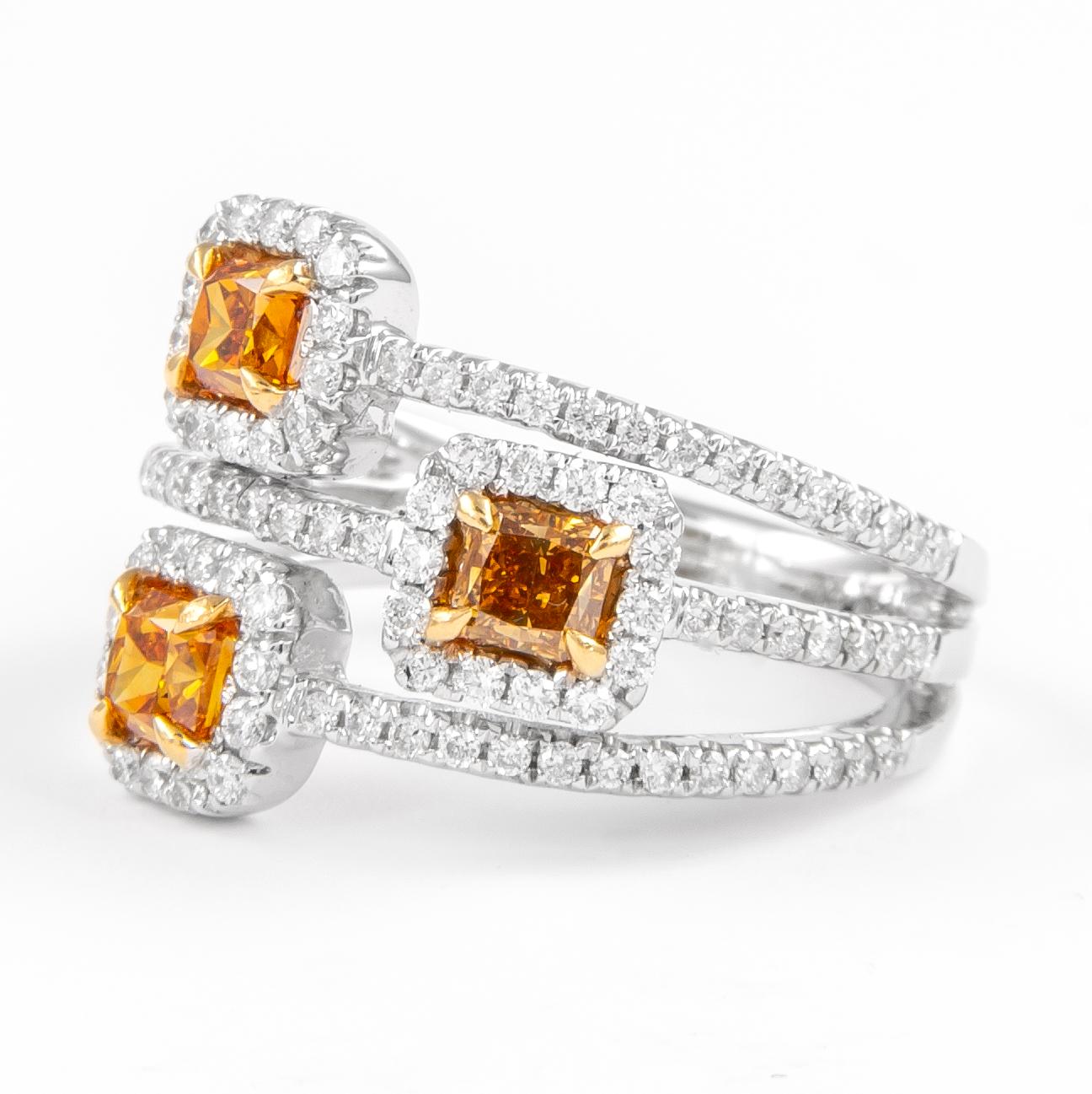 Contemporain Alexander, bague en or 18 carats avec diamant jaune orangé brunâtre intense fantaisie de 1,65 carat certifié GIA en vente