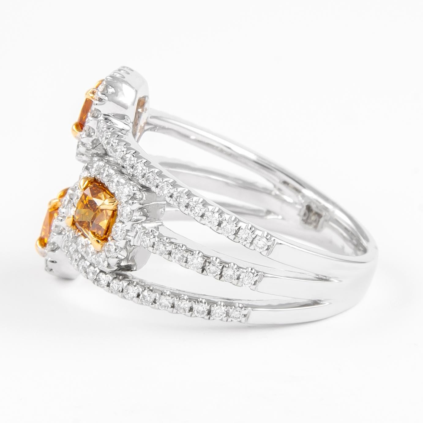 Taille coussin Alexander, bague en or 18 carats avec diamant jaune orangé brunâtre intense fantaisie de 1,65 carat certifié GIA en vente