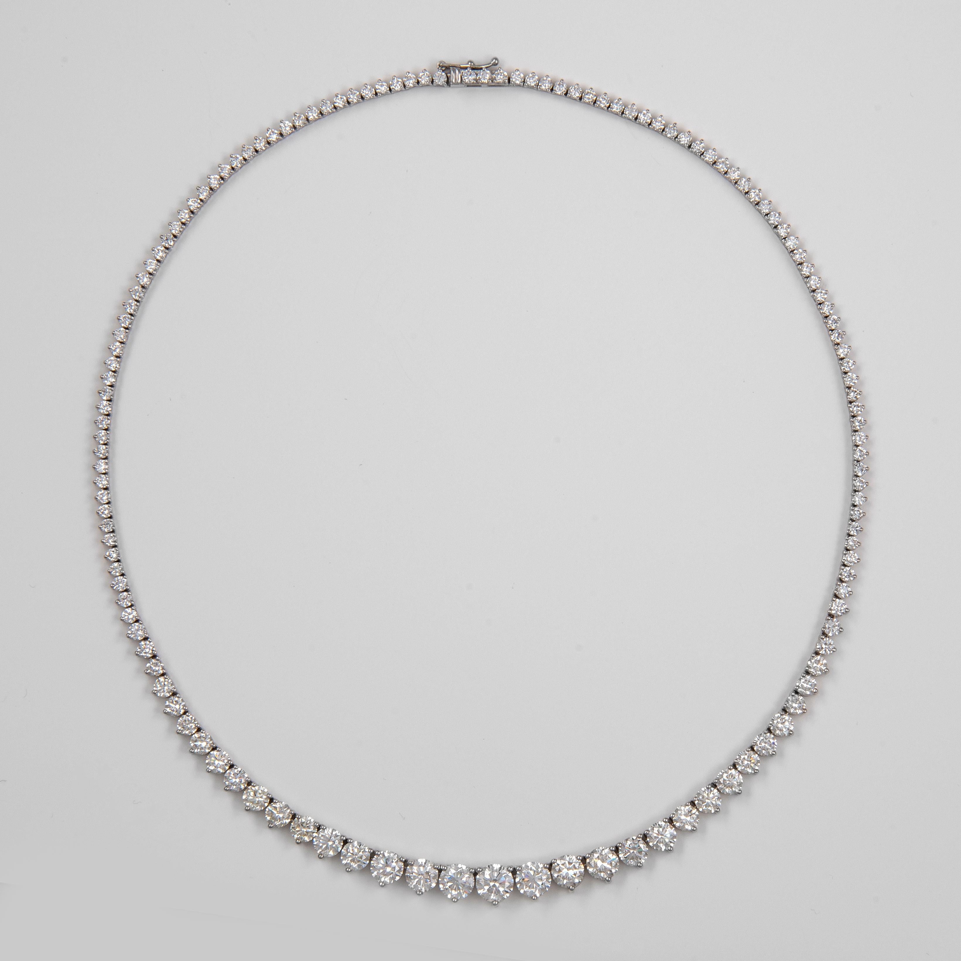 Alexander GIA 17,65 Karat Diamant Tennis Riviera Halskette 18k Weißgold im Zustand „Neu“ in BEVERLY HILLS, CA