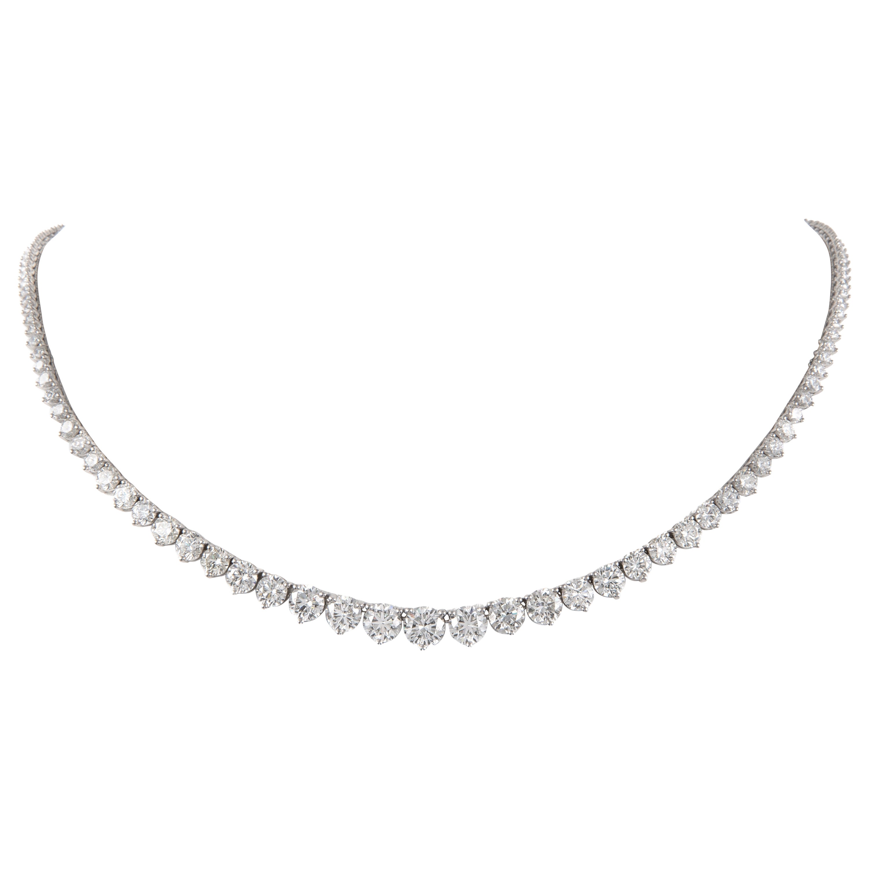 Alexander GIA 17,65 Karat Diamant Tennis Riviera Halskette 18k Weißgold