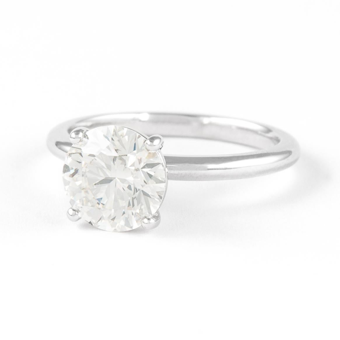 Alexander GIA 2,00 Karat Runder Brillant Diamant Solitär Ring 18K Weißgold (Moderne) im Angebot