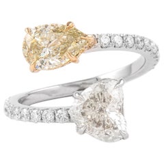 Alexander GIA 2,16 Carati Toi Et Moi Anello Bypass con diamante giallo bianco in oro 18 carati