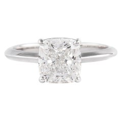 Alexander GIA Anillo solitario con diamante en cojín de 2,50 quilates, oro blanco de 18 quilates
