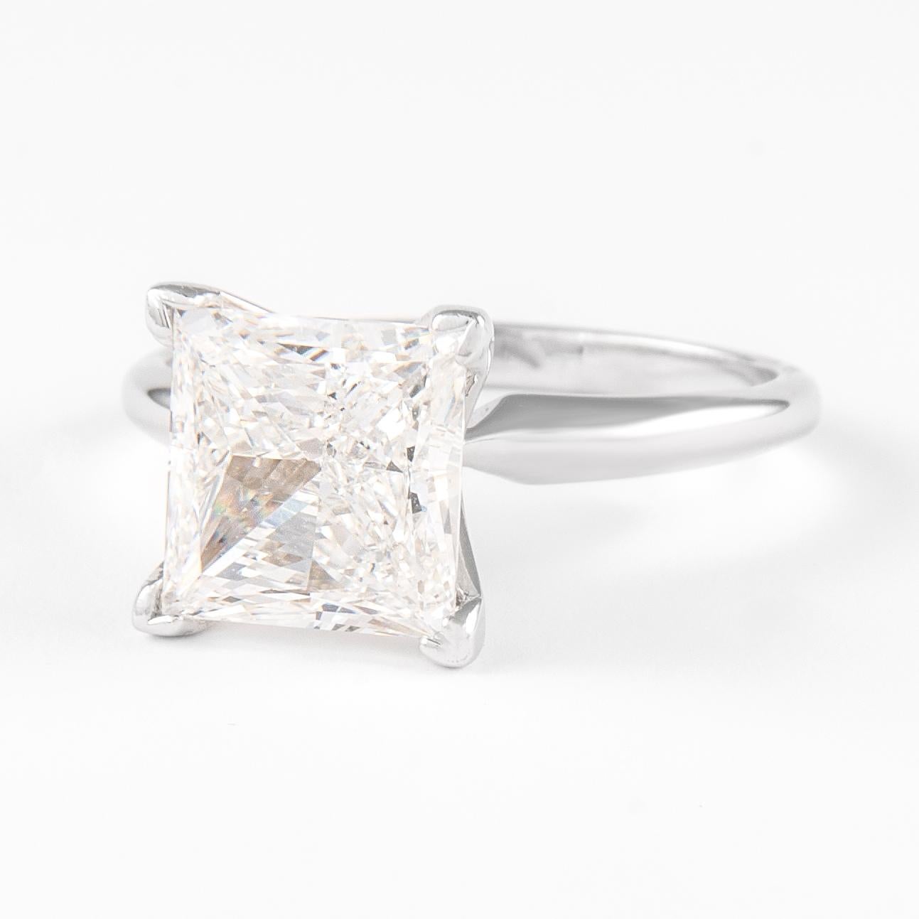 Modern Alexander GIA 3.01 Carat Princess Cut Diamond H VS1 Solitaire Ring White Gold For Sale