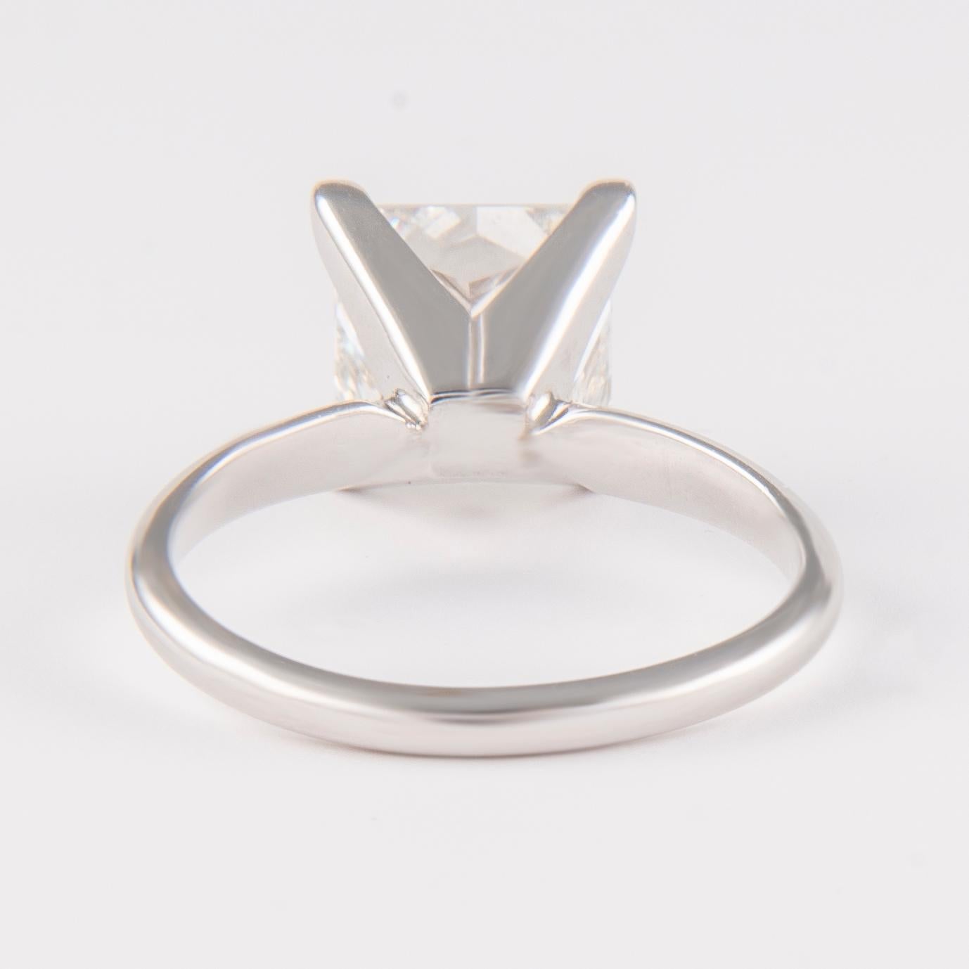 Women's Alexander GIA 3.01 Carat Princess Cut Diamond H VS1 Solitaire Ring White Gold For Sale