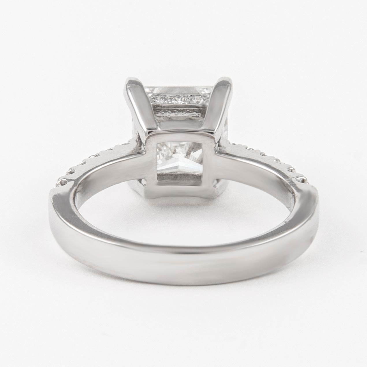 Women's Alexander GIA 3.01 Carat Princess Cut Diamond J VS1 Engagement Ring White Gold For Sale