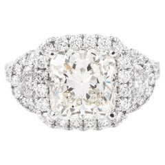 Alexander GIA 3.05ct Diamante talla cojín I VS1 Anillo de tres piedras Oro blanco 18k