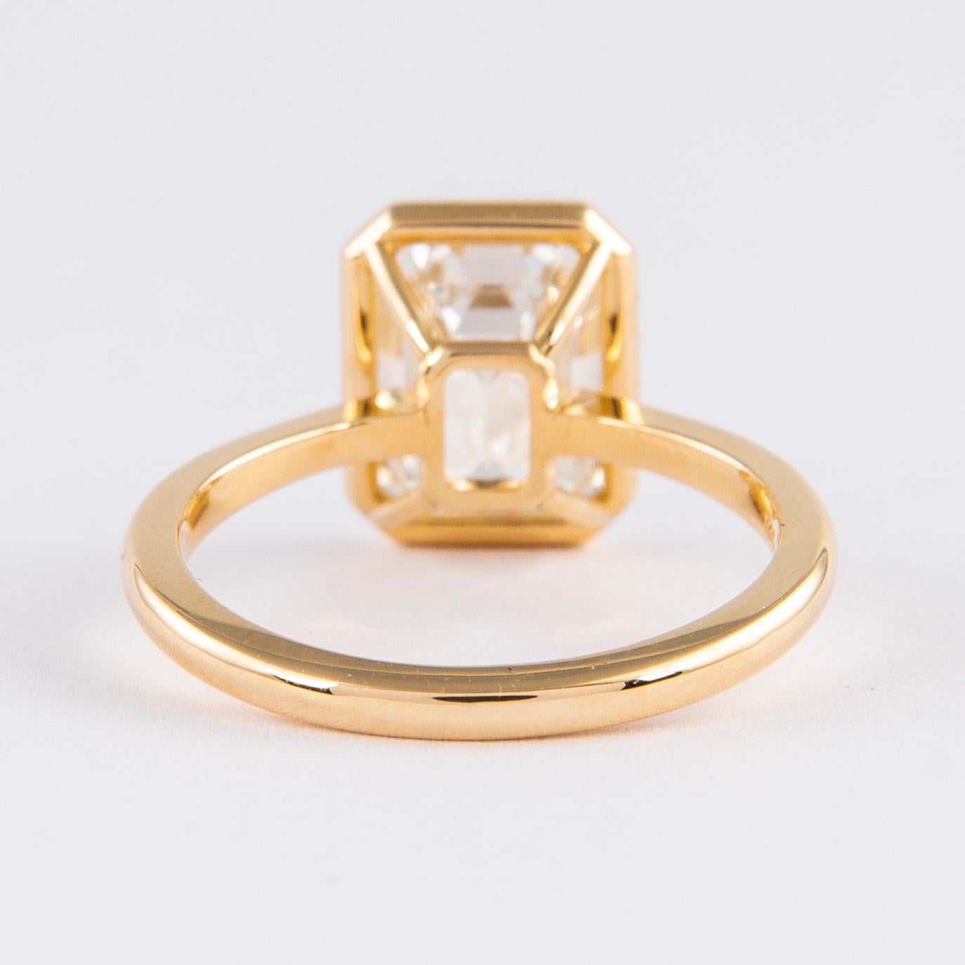 Alexander Solitär-Ring 18k Gelbgold, GIA 3,09 Karat Diamant im Smaragdschliff 1